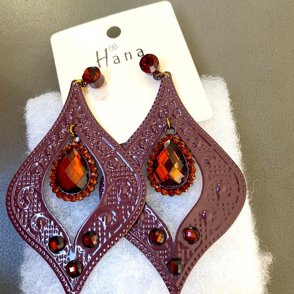 Dark Brown Rhinestone 80’s Style Bold Earrings